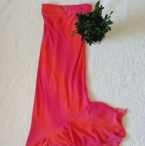 Maria Bonita pink orange strapless dress size S Beautiful!